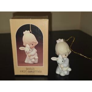 Enesco Precious Moments Babys First Christmas Ornament Girl Bunny E-5632